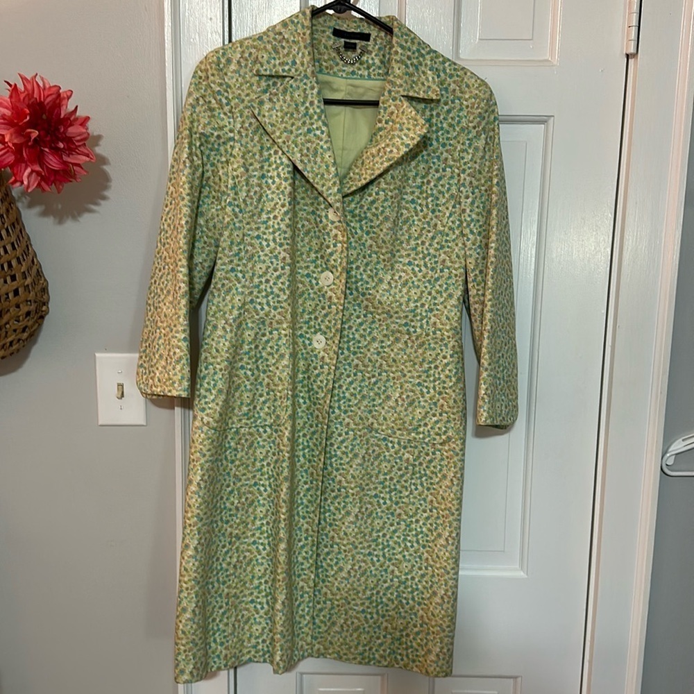 Express vintage green floral pea coat size medium